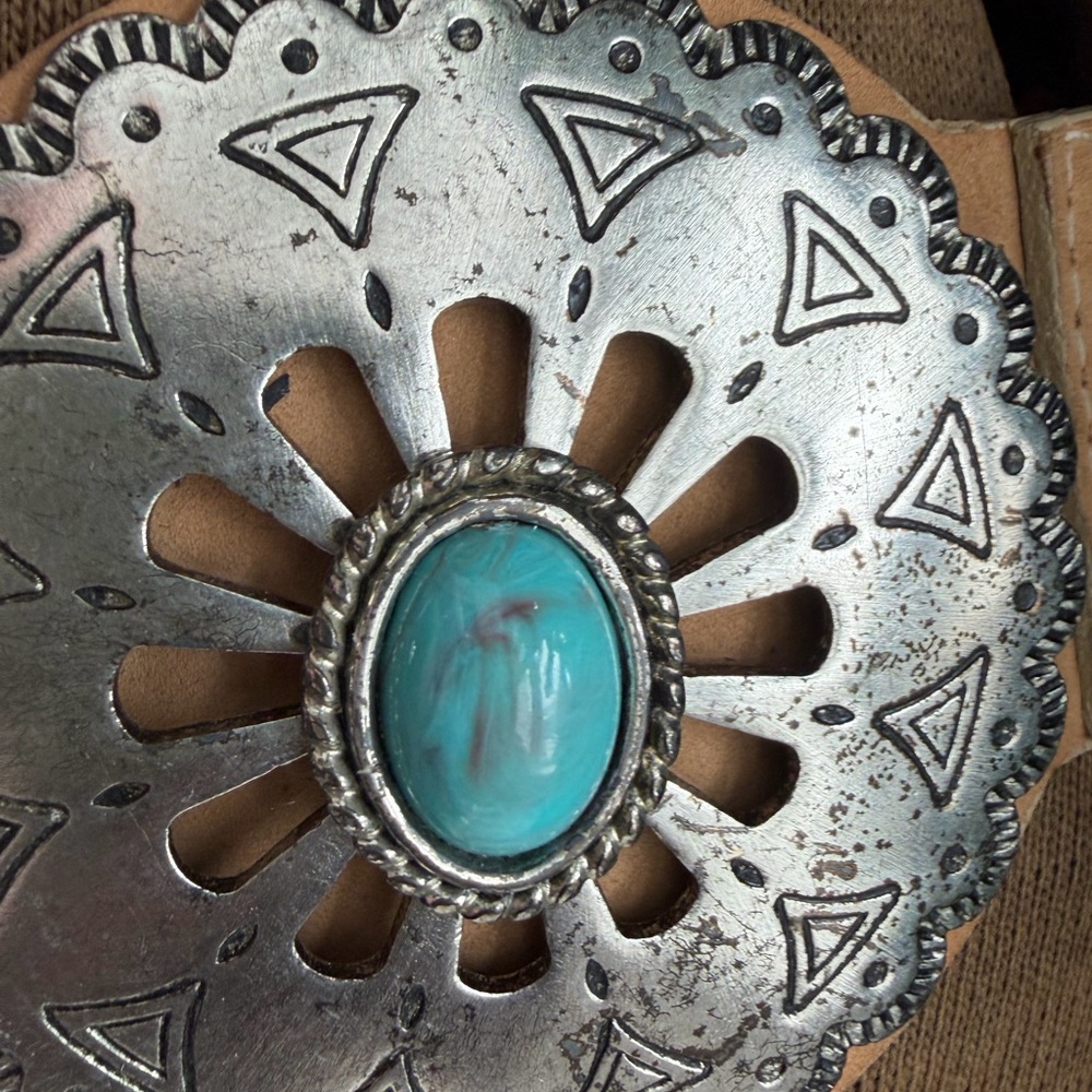 Leatherock Turquoise and Silver Concho Belt - Picture 5 of 8